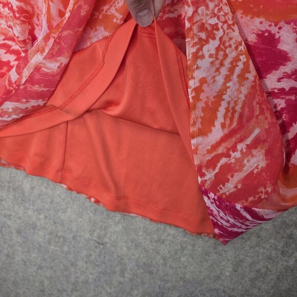 Calvin Klein Womens Halter Neck Dress Coral Pink Orange Abstract Chain Detail - Picture 3 of 7